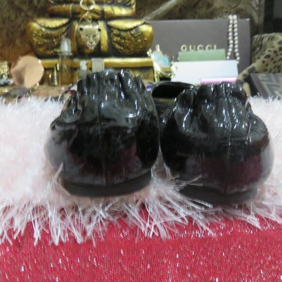 TORY BURCH Truffle Patent REVA Logo Embossed Driving shoes ballet flats sz 6.5 - Picture 4 of 11